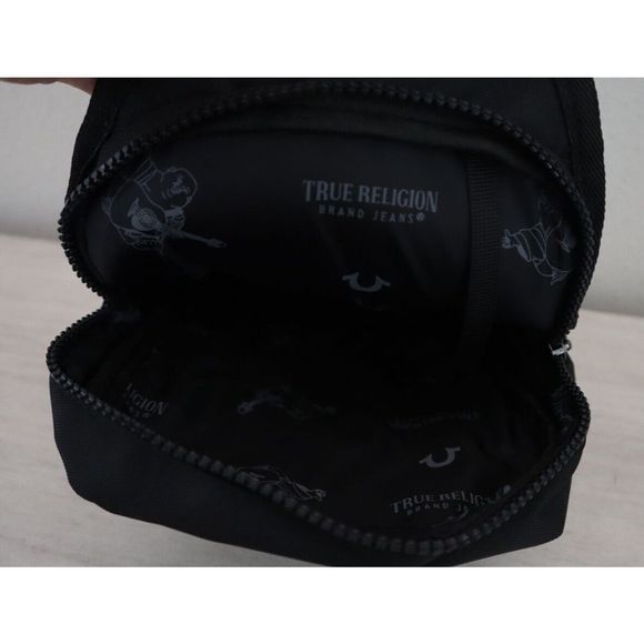 True Religion TR101141 Unisex Black Logo Yeta Crossbody Sling Waist Pack Bag - Picture 4 of 6